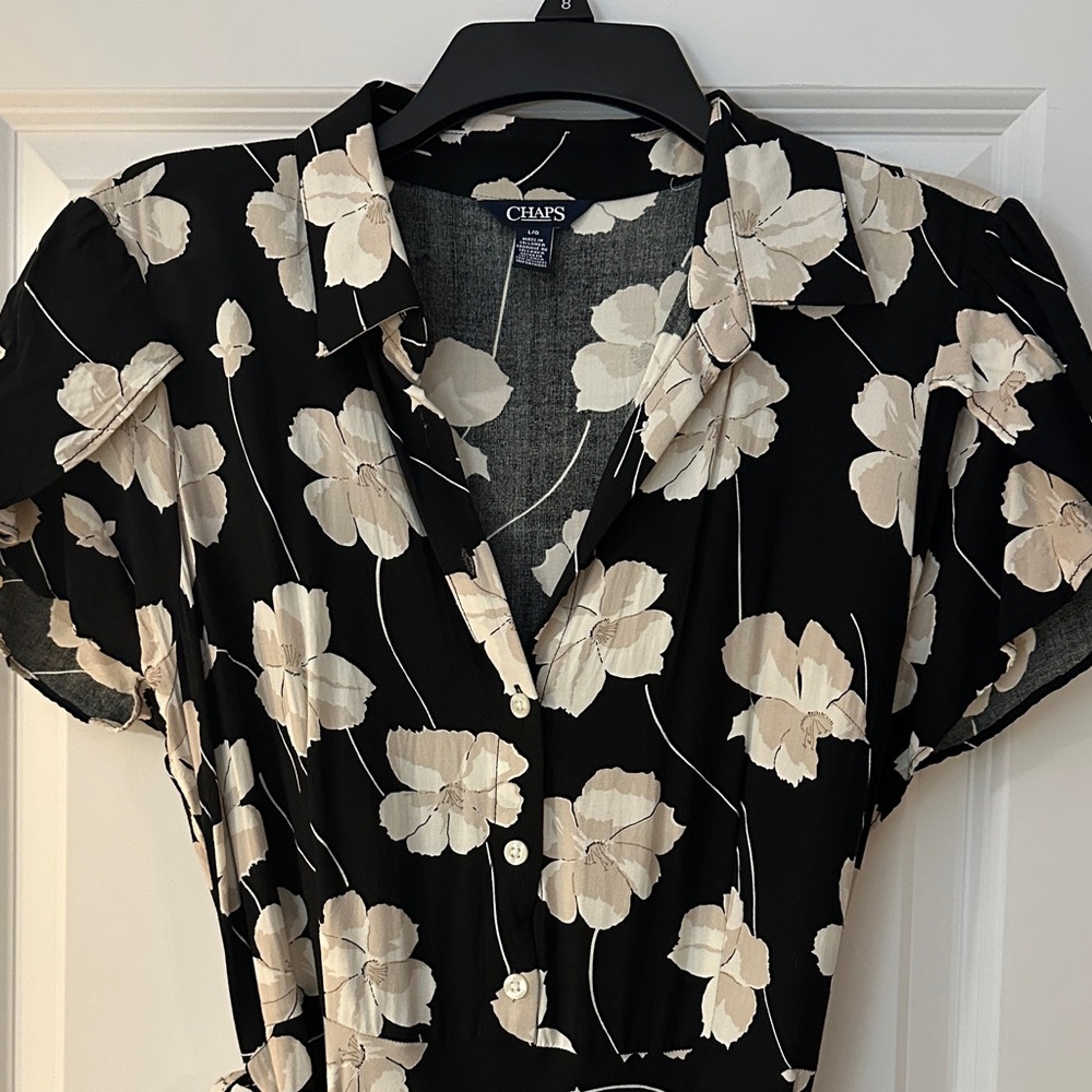 Chaps Black and White Floral Maxi Dress - Picture 4 of 4